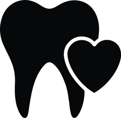 Dental health icon tooth with heart - dentist, oral hygiene, love your teeth