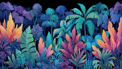 Colorful Tropical Jungle Forest Background Design