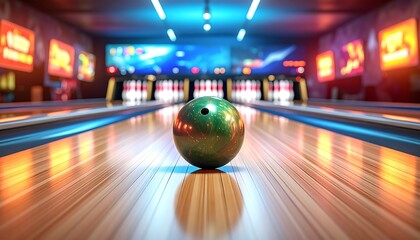 Bowling ball on bowling lane