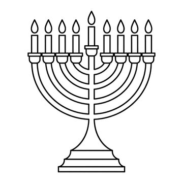 black and white menorah with candles clip art preview