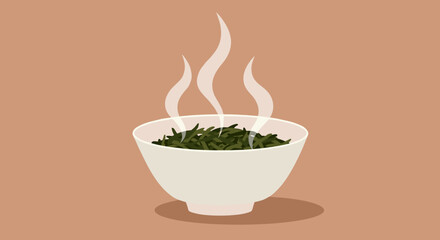 Preparing delicious green tea in a cozy setting culinary experience kitchen warm atmosphere. Vector illustration