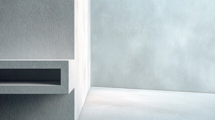 Minimalist Interior with Concrete Wall and Built-in Shelf