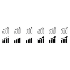 Set of bar chart icons showing growth and progress