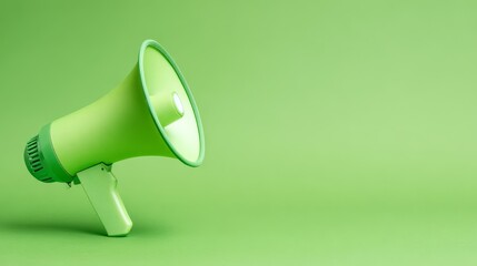 Green megaphone on neutral background, representing marketing and clear communication.