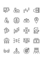Set of finance icons, money, business