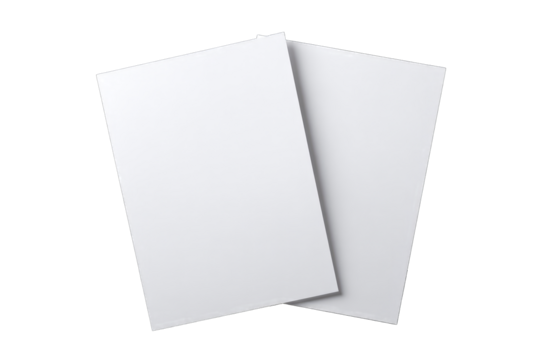 Two blank white sheets of paper overlapping
