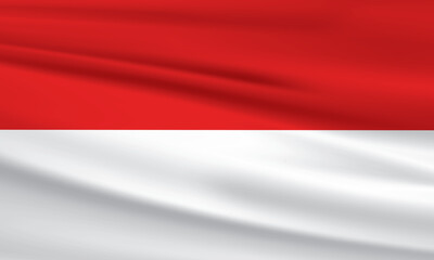  Realistic Waving Flag of Indonesia Red and White National Banner