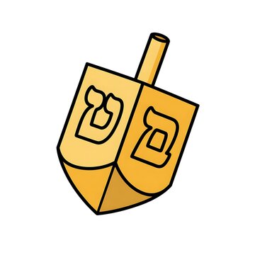 golden dreidel spinning, hebrew letters clip art preview
