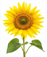 Obraz premium Sunflower head full bloom, seeds visible, isolated on white background