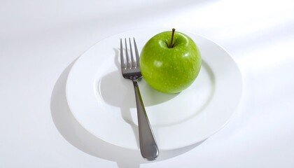 Green  on a white plate with cutlery.