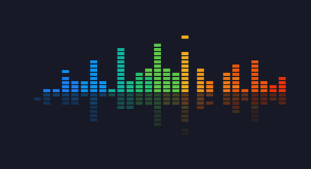 Sound wave visualization digital art graphic design dark background abstract concept. Vector illustration