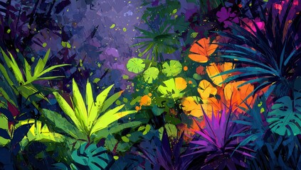 Vibrant Tropical Jungle Digital Art