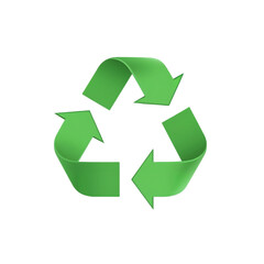 Obraz premium A vibrant green recycling symbol, three arrows forming a loop, representing reuse and environmental responsibility.