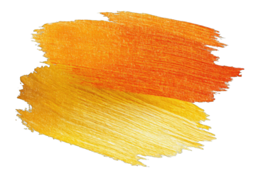 Brushstroke of vibrant orange and gold paint