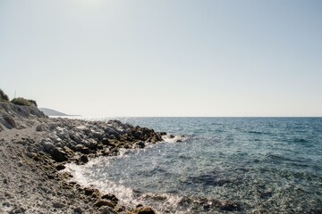 View of rocky beach and Adriatic Sea in Croatia