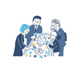 納棺・棺に花を手向ける親族