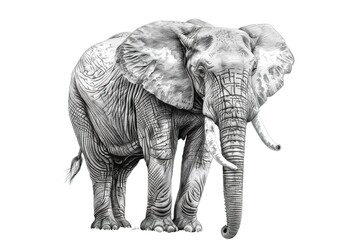 Realistic computer drawing elephant isolated on white