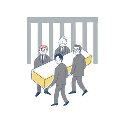 出棺・ お葬式で棺桶を運ぶ遺族