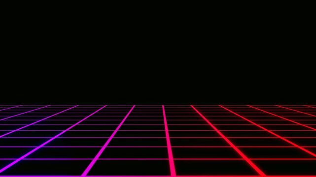 Retro dynamic grid background animation with top and bottom position. Lavender and pink color, outer glow.