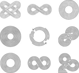 Abstract Geometric Shapes Intertwined Lines Optical Illusion Design on Transparent Backdrop