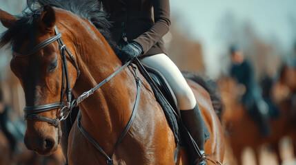 Obraz premium Equestrian Riding Horse in Outdoor Setting 