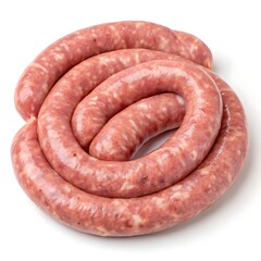 Coiled Sausage Roll on a White Background Ready to be Cooked and Eaten Fresh and Delicious