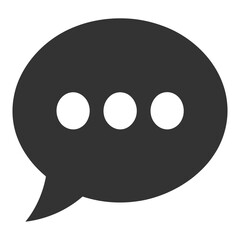 Fototapeta premium Simple dark gray speech bubble icon with three white dots indicating conversation