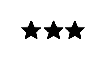 Five black stars in a horizontal row on a black background