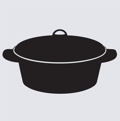 stylized black pot silhouette vector art illustration, stainless steel pan