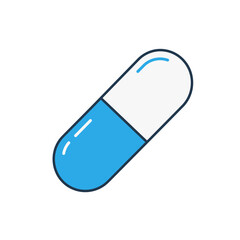 Red and white pill capsule on a white background, a vector illustration of a medical drug for health and wellness