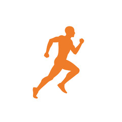 Running man silhouette vector illustration of athlete sprinting and jogging