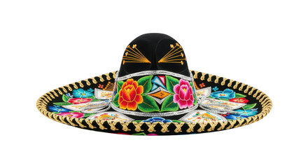 Colorful mexican sombrero hat isolated on transparent background