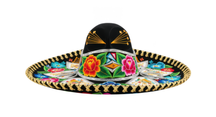 Colorful mexican sombrero hat isolated on transparent background