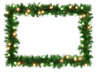 Christmas tree wreath, Christmas and New Yea frame on transparent background.