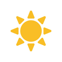 Bright yellow sun vector icon illustration for weather and summer design