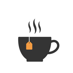 Warm cup of tea and coffee with steam in a simple vector illustration