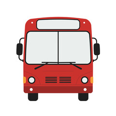 Front view of a red city bus illustration. Public transportation vehicle concept isolated on a white background.