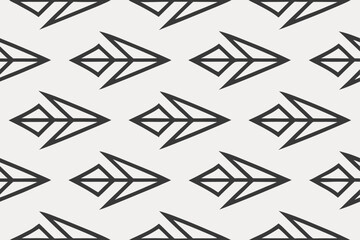 Fototapeta premium Black geometric vector arrows seamless pattern design with lightning bolt decoration