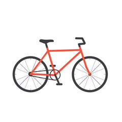 Fototapeta premium Minimalist red bicycle illustration in a flat design style. Vector graphic icon of a bike for cycling and eco-friendly transport.