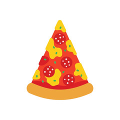 A vibrant, AI-generated illustration of a classic pepperoni pizza slice. Digital artwork of Italian fast food with cheese and toppings.
