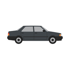 Fototapeta premium Side view of a classic black sedan car. Vector illustration of a generic automobile isolated on a white background. Simple flat design graphic.
