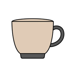 A simple vector illustration of a coffee cup icon. Flat design graphic of a beige mug with a hot drink, isolated for design elements.