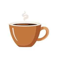 A minimalist vector illustration of a steaming hot cup of coffee, freshly prepared for a morning break.