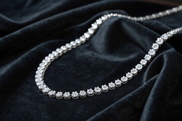 Fototapeta premium Close-Up of Sparkling Diamond Necklace – Luxury Jewelry Product Photography
