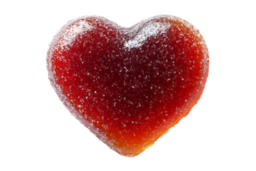 Gummy heart shaped sugar coated jelly isolated on a transparent background