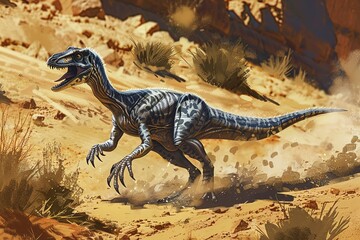 Velociraptor illustration. Dinosaur of Cretaceous Period.