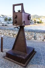 Cinema monument overlooking the beach in Sitges, Spain
