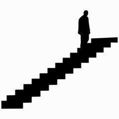 Man Climbing Stairs Black Icon Simple Artwork, Stairs Man Vintage Style Design Idea