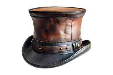 Leather cylinder hat isolated on a transparent background