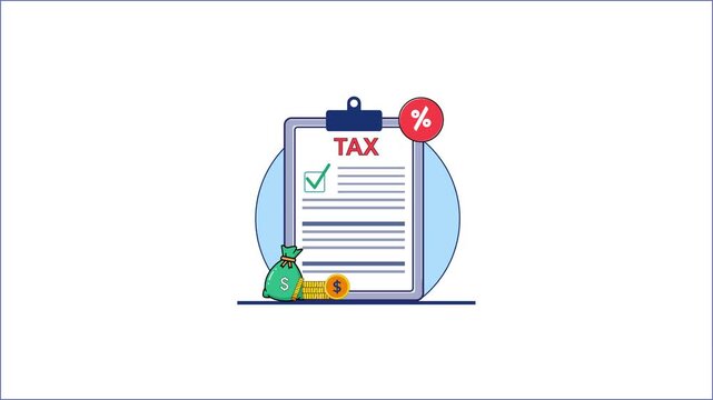 4K Animated Clipboard with Gold Coin Stack &ndash; Taxation Concept Video